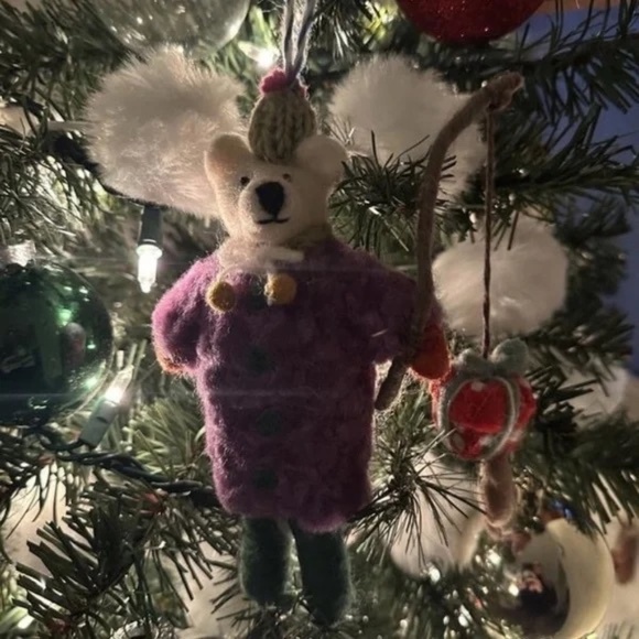 NWT Anthropologie Felt Fishing Bear Christmas Ornament - Picture 3 of 3
